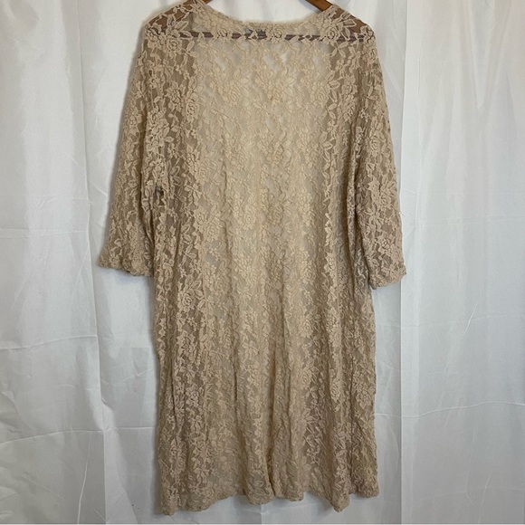 DOUBLE TAKE Women’s Tan Nude Lacy Sheer Kimono Cardigan Robe One Size - Picture 9 of 13
